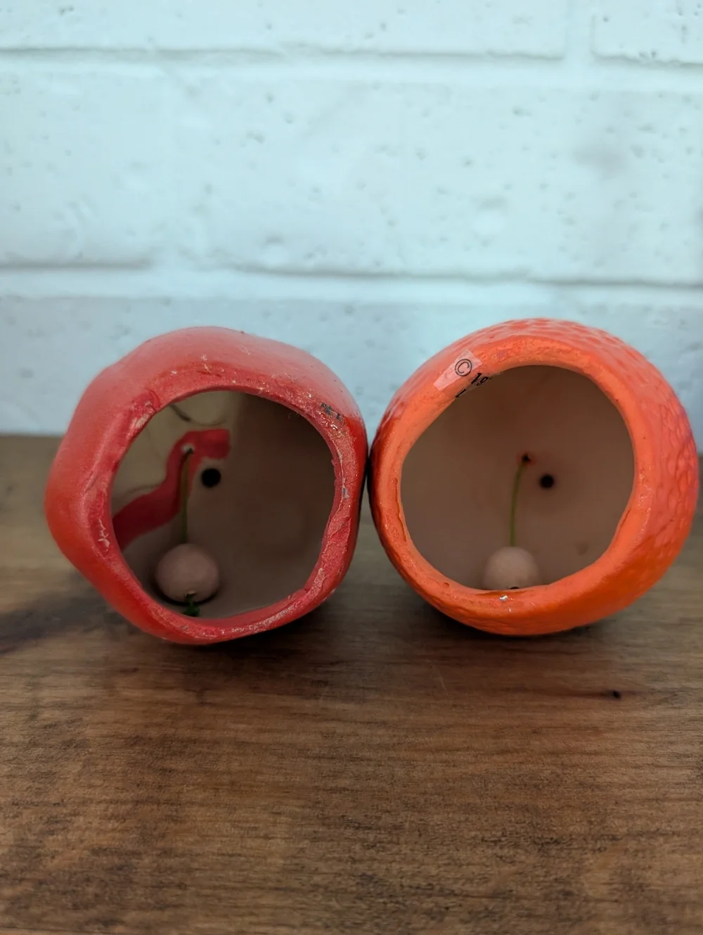 Fruit Hand Bells - Decorative Fun Retro Functional Home Decor - Orange And Apple